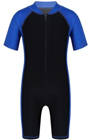 MSemis Kinder Neoprenanzug Jungen Rash Guard Einteiler Badeanzüge UV-Schutz Neopren Taucheranzug Badebekleidung Gr.98-164 Blau&Schwarz 122-128