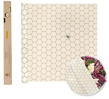 SUPERBEE Emballage et Couvre Plat Reutilisable en Cire d'Abeille, Rouleau de papier alimentaire Réutilisable Zero Dechet extra large XL pain, Couvercle de Bols, Rouleau Taille XL