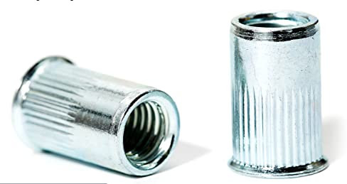 M4 x 10mm Reduced Countersunk Head Open End Blind Rivet Nuts Cylindrical Grooved Shank Metric AN320 Zinc Plated Steel Threaded Insert Nutsert Rivnuts (Pack of 20) G06D