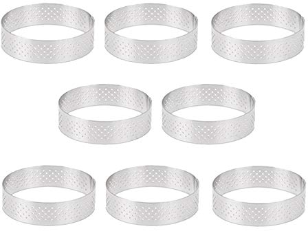 Micvtve 8 PièCes 8 Cm Moules à Tartelette en Acier Inoxydable Mousse à Dessert FrançAis Aux Fruits Anneau de Quiche Moule à Gâteau