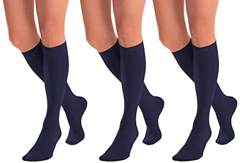Aurellie women microfiber opaque knee high socks pakcs of 3 or 5 Pairs One Size