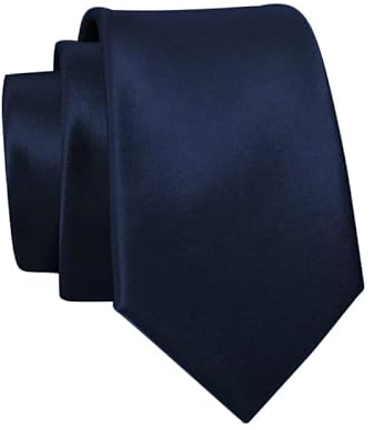 Massi Morino Krawatte dunkelblau schmal für Herren - 6 cm - Tie Schlips uni einfarbig I Slim Fit Kravatte blau