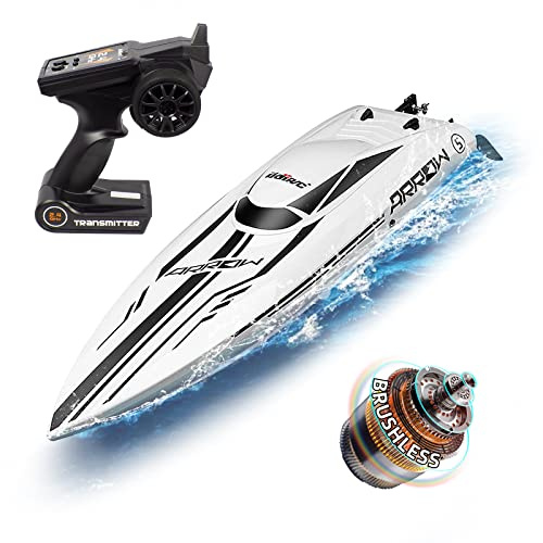 Ulifance 48 km/h RC Bateau Brushless pour piscines et lacs, grand bateau télécommandé 2,4 GHz RC bateau jouet cadeau pour adultes blanc