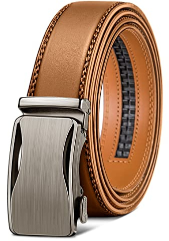 KEMISANT Ceinture Homme, Ceinture Costume Cuir Grande Taille Automatique Boucle à Cliquet Large 35mm,Ajustable et Découpée