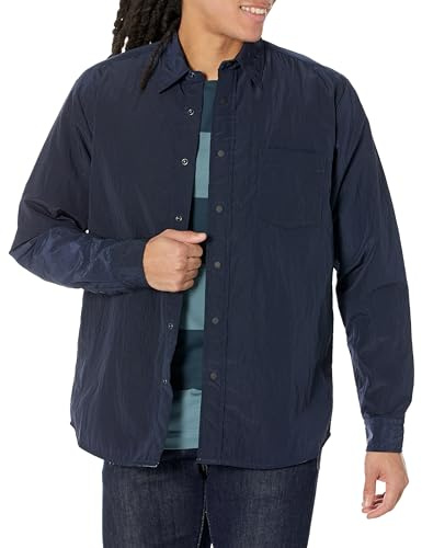 BOSS Kent Collar Nylon Relaxed Fit Over Shirt Deep Navy Blue