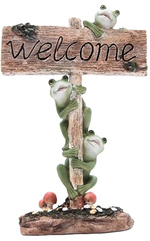 Wowser Whimsical Frog Welcome Garden Statue, Outdoor Decor, 12.75 Inches