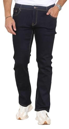 MYT Mens Straight Leg Jeans Regular Fit Denim Pants Trousers Indigo 34W x 32L
