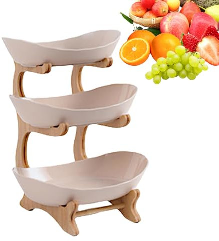 Plateau de service à plusieurs niveaux - Présentoir à 3 niveaux avec bols, grande capacité, organiseur polyvalent pour gâteaux, sushi, fruits, collations, collations à la Réunion