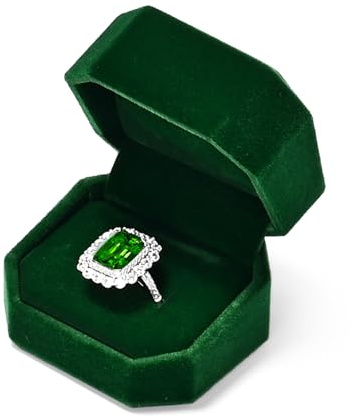 Oirlv Vert Foncé Velours Boîte à Bagues,Ecrin Bague,Ring box Pour Proposition De Fiançailles,Mariage