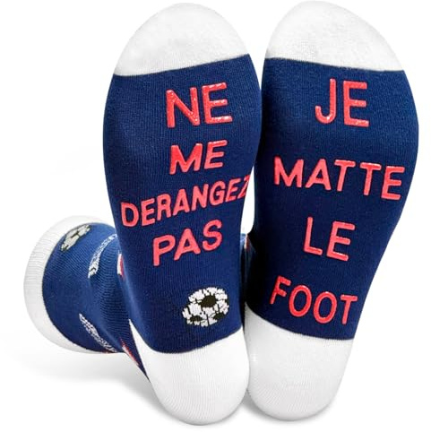 Chaussette Humour Homme Fantaisie Coton Drole Personnalisé Rigolotes Humoristiques Football Socks Imprimé Lettres Cadeau Paternité Anniversaire Papi Le jour de Noël EU 39-46