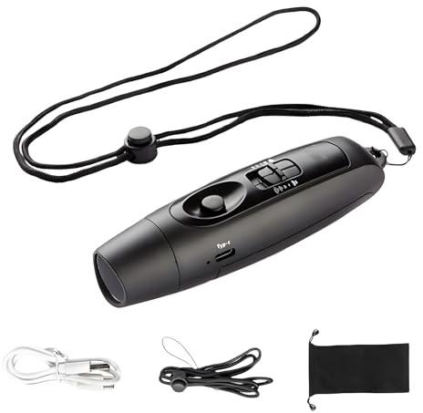Fischietto elettronico con torcia: ricarica USB, fischietto sportivo elettronico con 4 livelli di volume e 3 toni, fischietto regolabile per allenatori, arbitri, sport, sopravvivenza (nero)