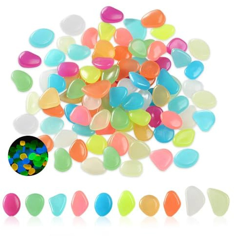 HMCEY 400 Piezas Piedras Luminosas de Colores,Piedras Decorativas Jardin para Macetas,Guijarros Decorativos para Acuario,Grava Decorativa para Jarrones,Grava Colores para Pecera para Balcón, Terraza