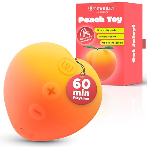 Womanizer Peach Stimulateur Clitoridien | Vibromasseur à Ondes de Pression Air Pulse | 14 niveaux | Rechargeable USB | étanche IPX7 | Avec câble de charge et support | Design Pêche | Autonomie 60 min