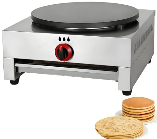 AityBuy Macchina per Crepes, Macchina per Crepes Commerciale da 15,7 Pollici, Macchina per Pancake a Gas, Piastra per Crepes Antiaderente, Macchina per Pancake, per Tortillas, Blintz