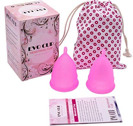 EVO Menstrual Cups - Period Cup for Menstruation - Soft Flexible Medical Grade Silicone for Comfort and Fit - Sanitary Pad and Tampon Alternative (Small Size 2 Pack)