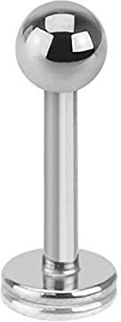 Piercing Stab Stecker Lippenpiercing Ohrpiercing Labret Lippe Ohr Tragus Helix Platte Madonna Stud mit Kugel Innengewinde Klein 1,2mm x 10mm x 3mm Silber