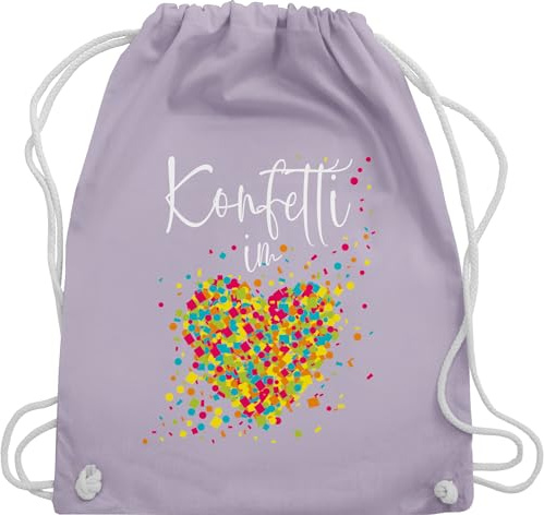 Shirtracer Turnbeutel Rucksack - Karneval & Fasching - Taschen - Konfetti im Herzen I - Unisize - Pastell Lila - kamelle tasche karnevalsbeutel faschings köln beutel für wurfmaterial karnevalstasche