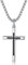 FANCIME Kreuz Halskette mit 925 Sterling Schwarz Kreuz Silber Anhänger, Edelstahl Kette Schmuck für Herren Jungs Kinder - Kettenlänge: 60 cm