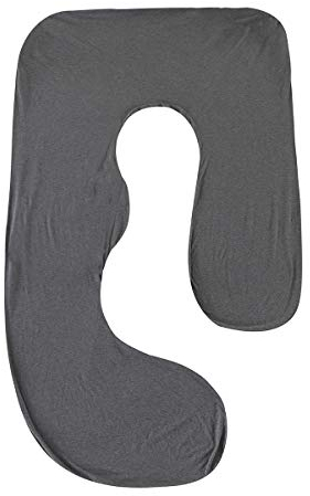 SHANNA Schwangerschaftskissenbezug, J-Form, maschinenwaschbar, Ersatzbezug (dunkelgrau)