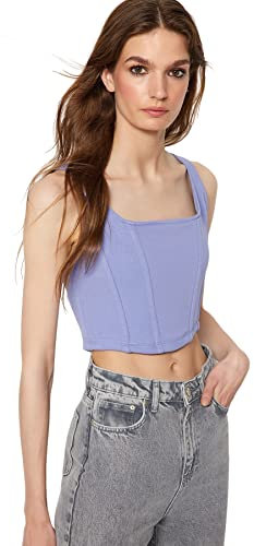 Trendyol Woman Design Slim fit Basic Square Collar Knit Singlet Lilac