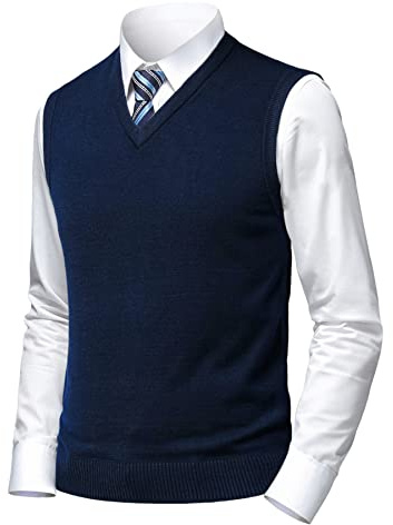 Herothorn Maglione Panciotto Gilet Canotte Sweater Felpa da Uomo Lavorato a Maglia Senza Maniche Smanicato Pullover Maglieria Panciotto