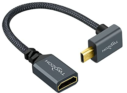 Twozoh 0,6 FT nylonflätad 90 Micro HDMI till HDMI-adapter, stöder 4K @60Hz 1080p