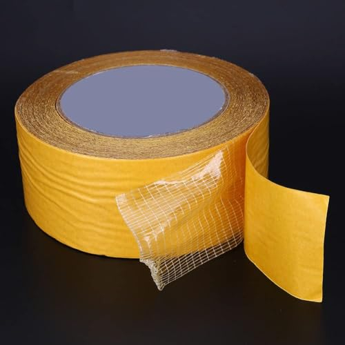 Agatige Double Sided Mesh Tape, Fiberglass Mesh Double Stick Adhesive Tape, Resistente Clear Tape Heavy Duty Mounting Tape for Carpet Splicing, Foam, Textile, 50mm X 20m