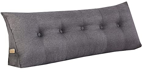 WINARA Cojín de Lectura Triangular Simple, Almohada de Respaldo Grande para Cama, sofá, Tatami, Almohada de día para Cama de día, Almohada de cabecero de (Gris, 80x50x20)