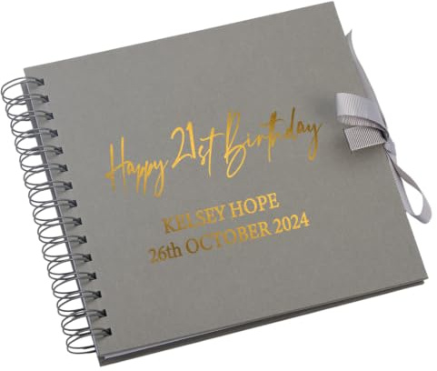Personalised Any age Grey Birthday Scrapbook, Guest Book or Photo Album Gift 16th, 18th, 21st, 30th, 40th, 50th, 60th, 70th, 80th