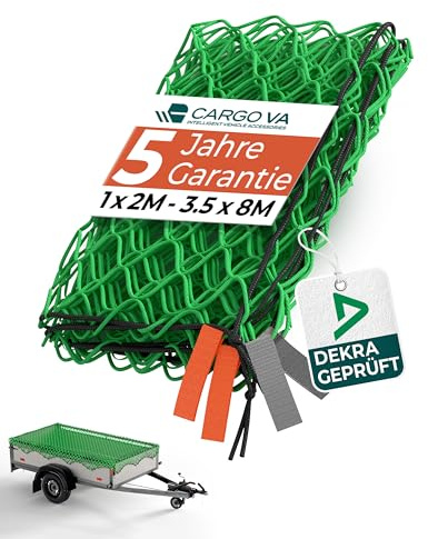 CargoVA® Uppsättning av 2 släpvagnsnät 2 x 3 m – hängnät med gummirep och hörnmarkering – för perfekt lastsäkring