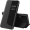 QIWEIQING Hülle für Huawei P30 Lite, Premium PC + PU Leder Schutzhülle, Spiegel Cover Clear View Case Flip Intelligenten Handyhülle mit Klappbarer für Huawei P30 Lite/Nova 4E. Black QH3