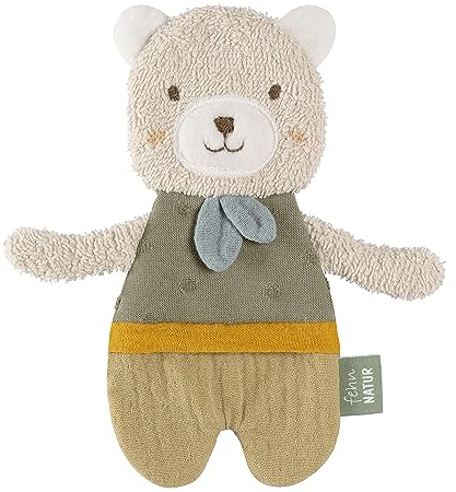 Fehn Knister Bär fehnNATUR - Activity Baby Raschel Spielzeug zum Greifen und Spielen - Activity-Rascheltier Babyspielzeug - Motorikspielzeug & Knisterspielzeug für Babys und Kleinkinder