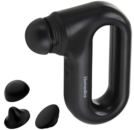 Homedics Bärbar vibrationsmassage för hela kroppen, trådlös design och kompakt storlek, lätt, 3 utbytbara huvuden, 2 intensitetsnivåer, ergonomiskt handtag, batterier ingår