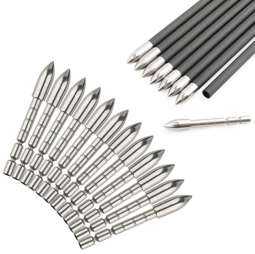 12pcs Bogenschießen Pfeilspitze Edelstahl Pfeil Tipps Einfügen 60/70/80/100/120/150/200grain Pfeil Ponits für ID 4.2mm Carbonpfeile Schaft (OD 5.7mm-90grain)