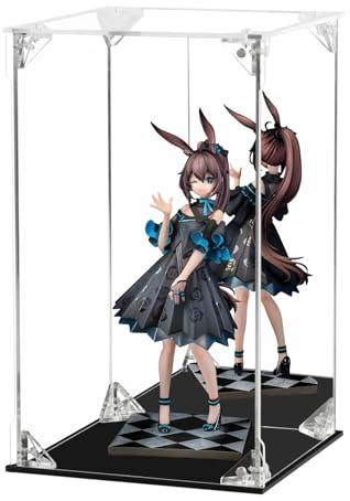 FHMIDIC Acrylic Display Case, Clear Action Figures Display Case with Mirrored Back, Dustproof Showcase Alternative Glass Display Case for Collectibles, Figures, Lego, Models, Toys (15x15x25cm)