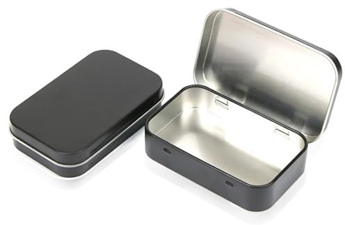IKOPFLN Boite Metal,Boîtes en tôle avec couvercle - Petite boîte en métal rectangulaire - Mini boîte de rangement vide à charnière - Boîtes en métal pour bonbons et petits objets, 2 pièce