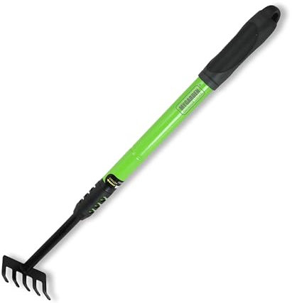 My Garden Telescopic Garden Rake – 75cm Extendable Gardening Tools – Heavy Duty, Rustproof Galvanized Steel, Compact & Durable Handle,– Ideal for Small Gardens, Tight Spaces, & Yard Work