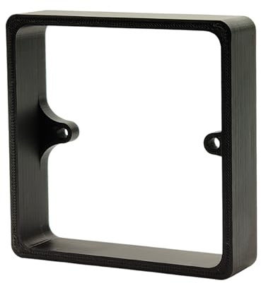 Light Switch Spacer 20mm Black - 1 Gang Single Socket & Pattress Extender | Injection moulded solid ABS. Restores a flush faceplate on tiled, panelled, acoustic slat and splashback walls, no rewiring