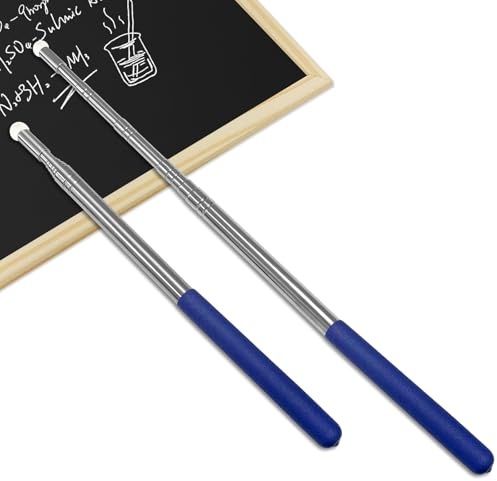 Mirriverse 2 Unidades Puntero Telescópico Extensible 120CM de Acero Inoxidable, Varilla Señaladora para Profesores, Presentaciones y Aula con Mango Antideslizante (Azul)
