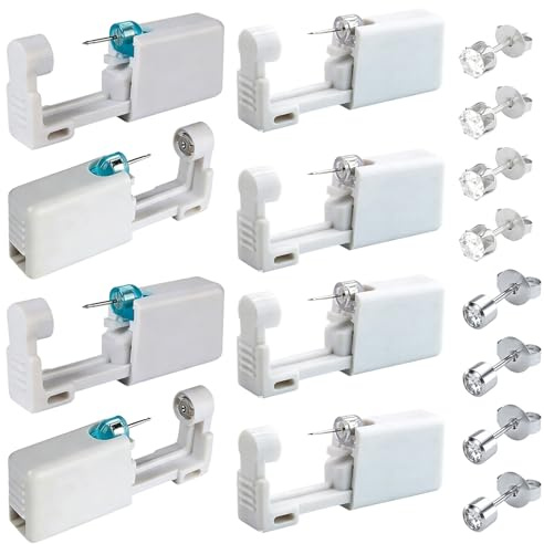 Gubilacrum 8pcs Disposable Ear Piercing Kit, Nose Piercing Kit, 4/5mm Ear Piercing Gun Kit with Ear Studs, No Pain Safety Ear Piercing Gun Tool for Personal & Professional Use
