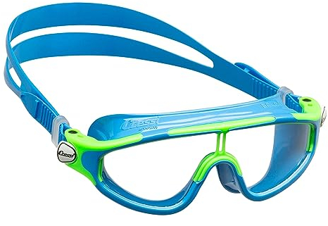 Cressi Baloo Goggles - Einscheibenbrille zum Schwimmen, Schwimmbad und Schnorcheln, Hellblau/Limette, 2/7 Jahre, Junior Unisex