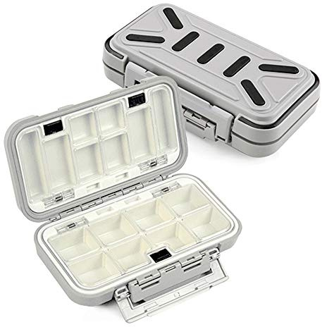 YUKI Fishing Lure Boxes, Bait Storage Case Fishing Tackle Storage Trays Accessory Boxes Thicker Plastic Hooks Organizer Containers for Vest Casting Fly Fishing - Waterproof Seal (Grey, Medium)