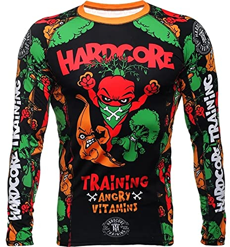 Hardcore Training Angry Vitamins Black Chemise de Compression Homme MMA BJJ Fitness Arts Martiaux No Gi Grappling Boxe Workout