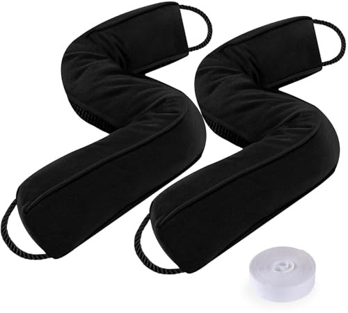 Sunolga 2 Packs 38 Inches 2.2LB Weighted Door Draft Stopper Filled with Glass Beads & Cotton, Removable Machine Washable Sound Proof Under Door Draft Blocker with Anti-Abrasion Bottom for Door, Black