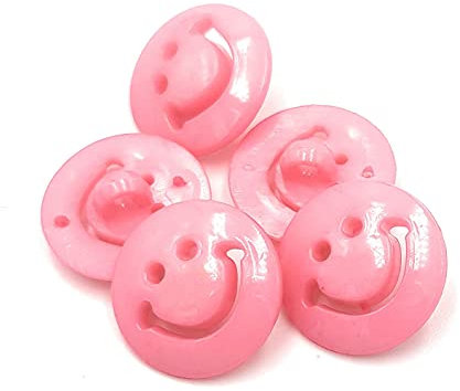 25 rosa Smiley Knöpfe 15mm Kunststoffknöpfe Emoji Knopf DIY basteln nähen
