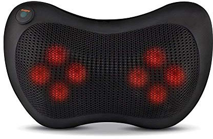 Masajeador Almohada Cojín de Masaje Eléctrico con 8 Rodillos 3D Masajeador para Relajación de Fatiga en Casa, Oficina (Negro)