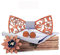 RQPYQF Noeud Papillon Bois, Ensemble de 4 Pièces - Noeud Papillon, Boutons de Manchette et Broche en Bois, Carré de Poche, Fait Main, Accessoire Mode (Style#13)