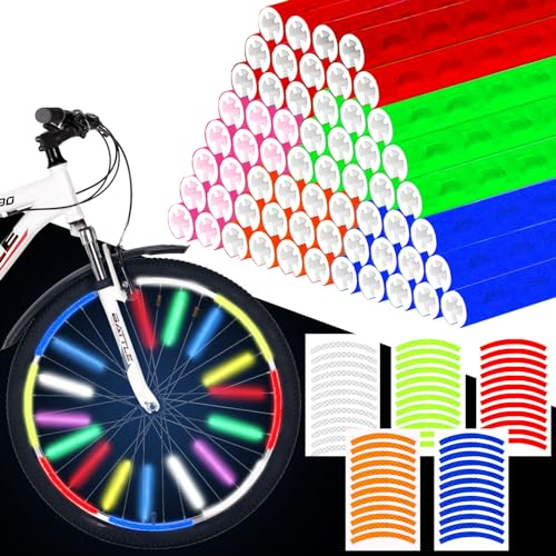 Zeuwets 60 Piezas Reflectores para Radios, 60 Piezas Pegatinas Reflectantes Bicicleta, Visibilidad de 360°, Clip Reflectante de Ciclismo, Reflector de Rueda de Ciclo de Bicicleta para Niños, Adultos