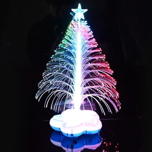 TSLBW Albero di Natale artificiale multicolore, albero di Natale artificiale in fibra ottica, albero di Natale in fibra ottica con luci multicolori, mini albero di Natale per la casa e le feste
