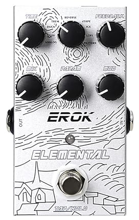 EROK Digital Delay Guitar Pedal - 9 Modes (Analog/Reverse/dTAPE/Ice) with TAP Tempo & FREEZE, Max 3000ms Delay | Fits Blues/Rock/Jazz/Post - Rock